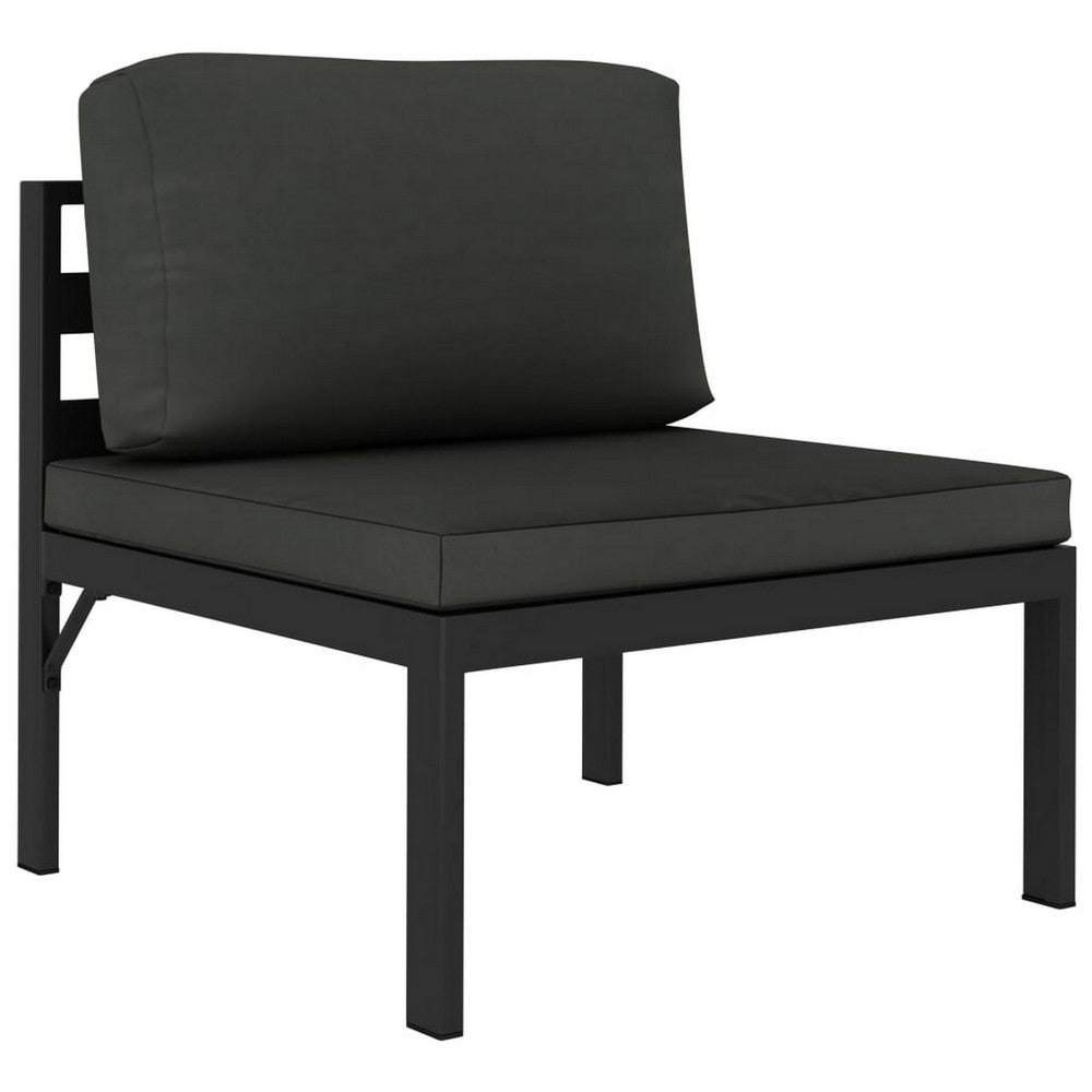 Shina 3pc Outdoor Modular Sofa Set, Black Metal, Dark Gray Cushions -BM326361