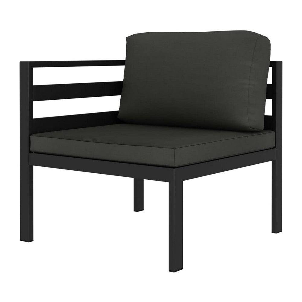 Shina 3pc Outdoor Modular Sofa Set, Black Metal, Dark Gray Cushions -BM326361
