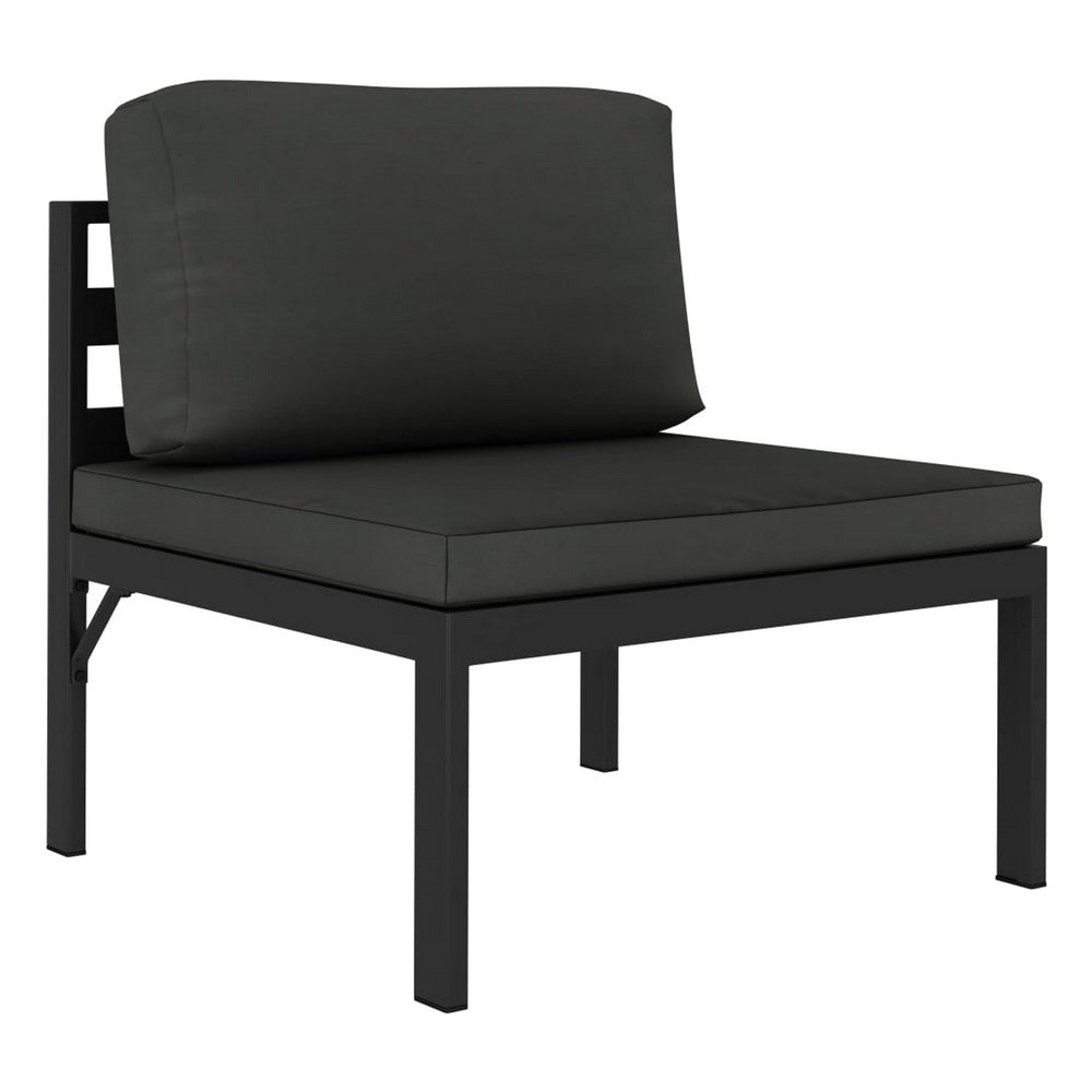 Shina 3pc Outdoor Modular Sofa Set, Black Metal, Dark Gray Cushions -BM326361