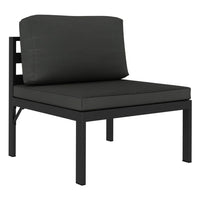 Shina 3pc Outdoor Modular Sofa Set, Black Metal, Dark Gray Cushions -BM326361