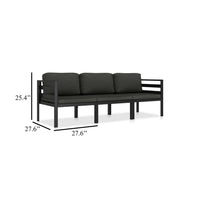 Shina 3pc Outdoor Modular Sofa Set, Black Metal, Dark Gray Cushions -BM326361