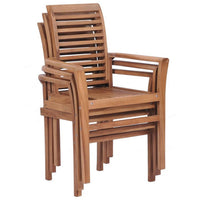 Lima Outdoor Stackable Dining Set of 4, Slatted Solid Teak Wood -BM326378