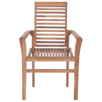 Lima Outdoor Stackable Dining Set of 4, Slatted Solid Teak Wood -BM326378