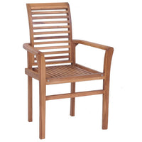 Lima Outdoor Stackable Dining Set of 4, Slatted Solid Teak Wood -BM326378