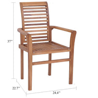 Lima Outdoor Stackable Dining Set of 4, Slatted Solid Teak Wood -BM326378