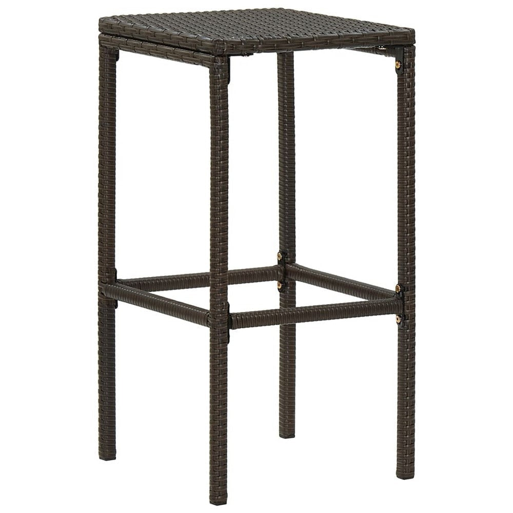 Vian Outdoor Barstool Set of 4, Brown Poly Rattan, Cream Polyester -BM326385