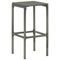 Vian Outdoor Barstool Set of 2, Gray Poly Rattan and Polyester Seats -BM326386