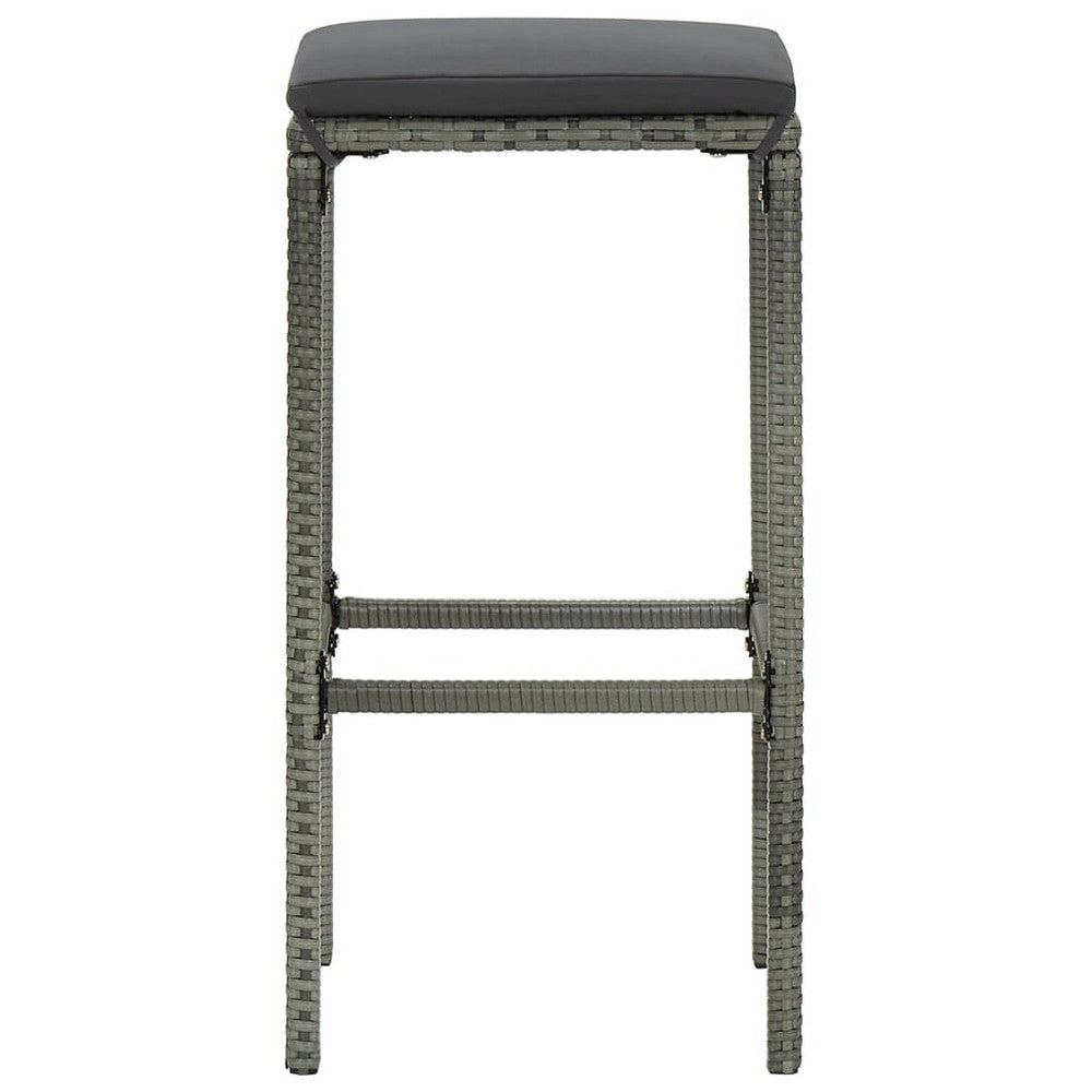 Vian Outdoor Barstool Set of 2, Gray Poly Rattan and Polyester Seats -BM326386