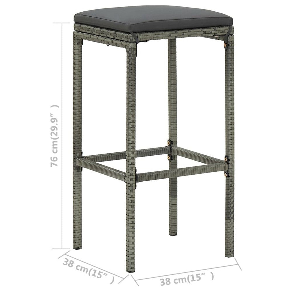 Vian Outdoor Barstool Set of 2, Gray Poly Rattan and Polyester Seats -BM326386
