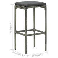 Vian Outdoor Barstool Set of 2, Gray Poly Rattan and Polyester Seats -BM326386