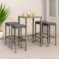 Vian Outdoor Barstool Set of 2, Gray Poly Rattan and Polyester Seats -BM326386