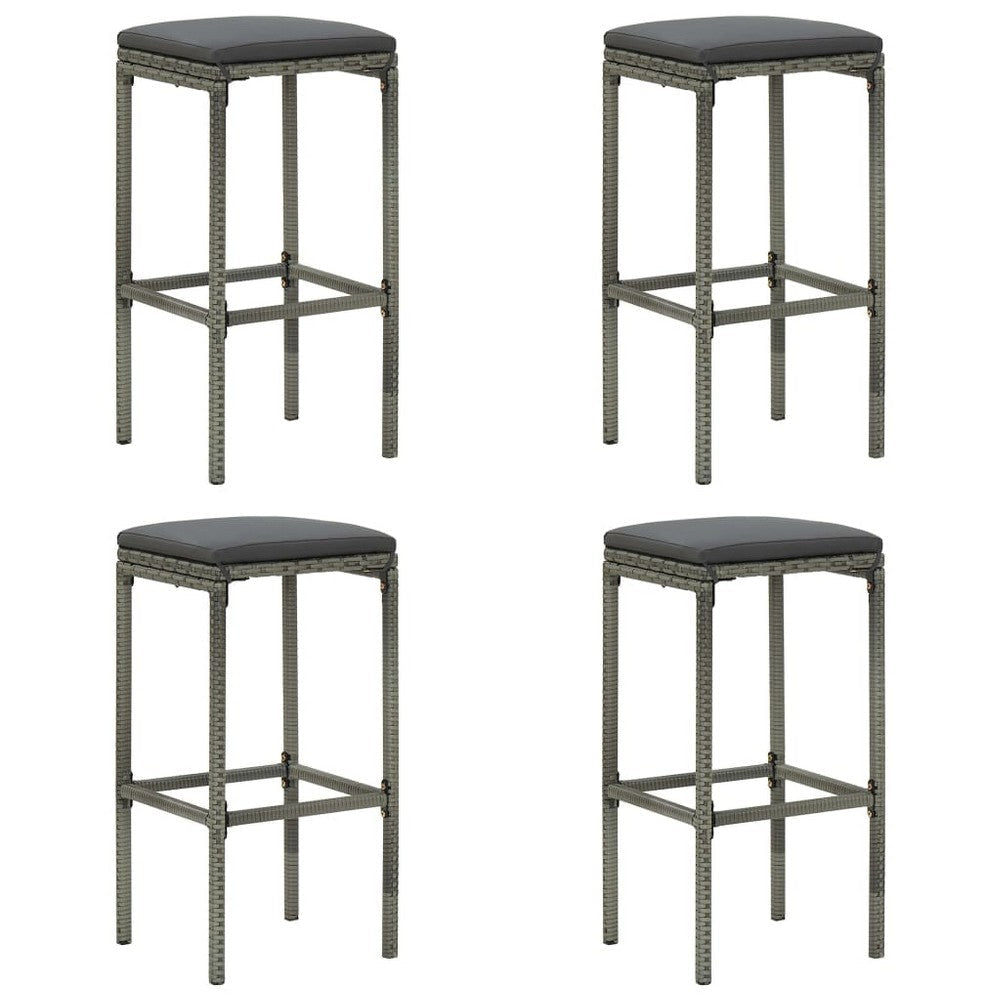 Vian Outdoor Barstool Set of 2, Gray Poly Rattan and Polyester Seats -BM326386
