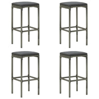Vian Outdoor Barstool Set of 2, Gray Poly Rattan and Polyester Seats -BM326386
