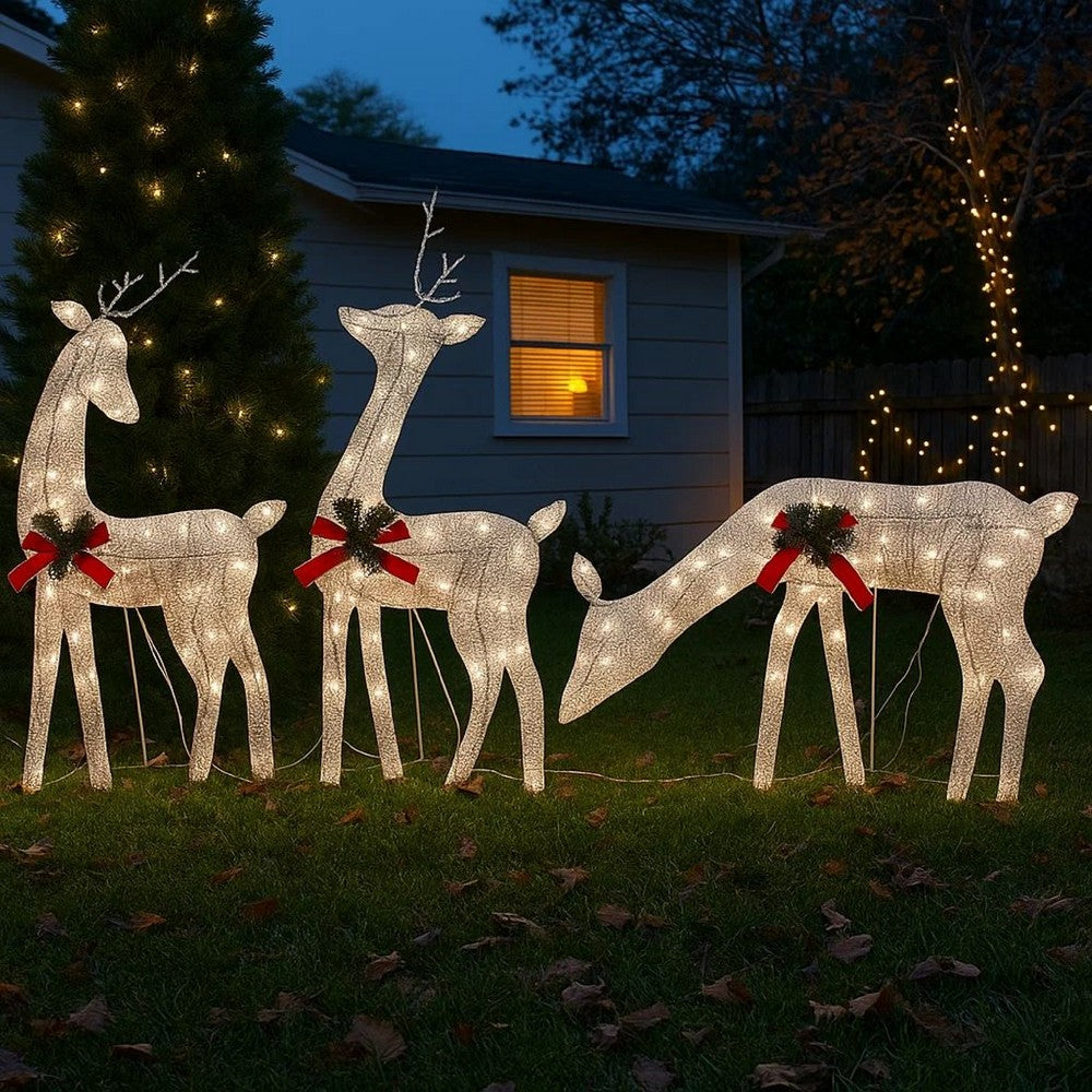 Edy Outdoor Christmas  Decor Set of 3, 90 Warm White LEDs, Red -BM326388