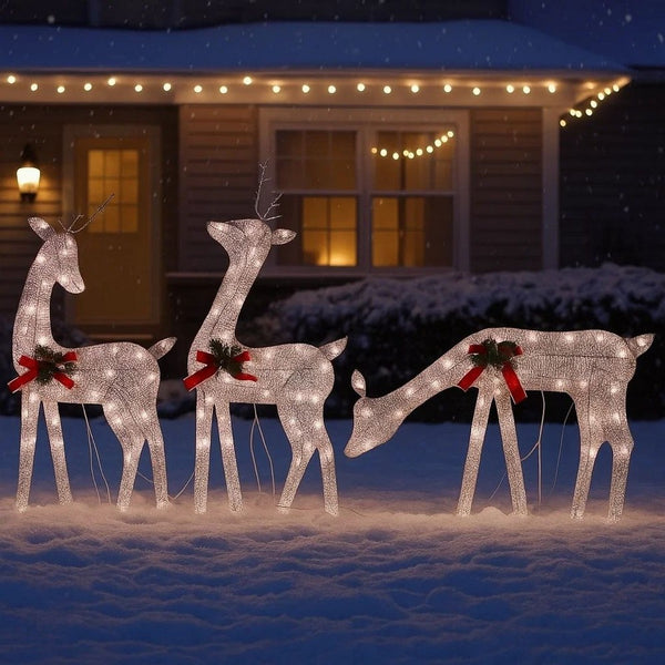 Edy Outdoor Christmas  Decor Set of 3, 90 Warm White LEDs, Red -BM326388