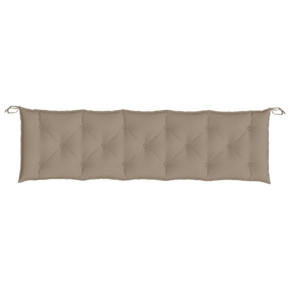 Claire Outdoor Cushion for Bench, Button Tufted Taupe Fabric, 59 Inch