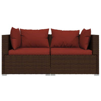 Faye 3pc Outdoor Modular Sofa Set, Brown Rattan, Powder Coated Steel -BM326392