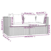 Faye 3pc Outdoor Modular Sofa Set, Brown Rattan, Powder Coated Steel -BM326392
