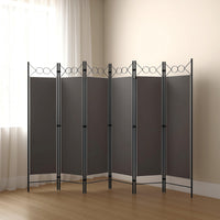 Dina 6 Panel Folding Room Divider Screen, Dark Gray, Black, 95 Inch -BM326394