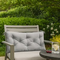 Claire Outdoor Cushion for Bench, Button Tufted Gray Fabric, 59 Inch -BM326397