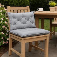 Claire Outdoor Cushion for Bench, Button Tufted Gray Fabric, 59 Inch -BM326397