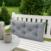Claire Outdoor Cushion for Bench, Button Tufted Gray Fabric, 59 Inch -BM326397
