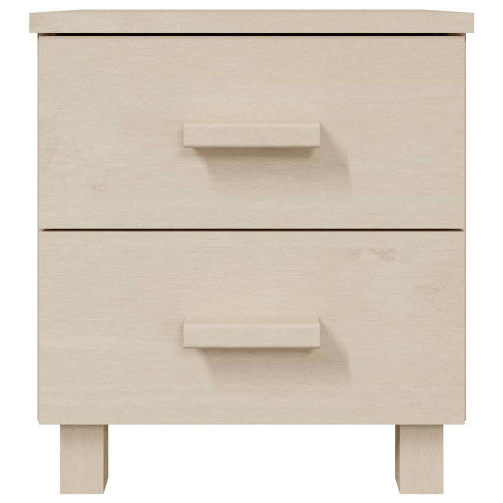 Bedside Nightstand Set of 2, 2 Drawers, Honey Brown Pine Wood -BM326399