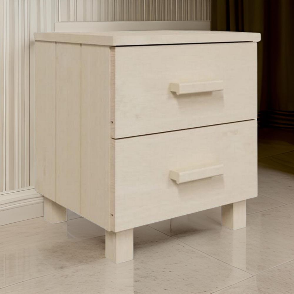 Bedside Nightstand Set of 2, 2 Drawers, Honey Brown Pine Wood -BM326399