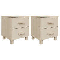 Bedside Nightstand Set of 2, 2 Drawers, Honey Brown Pine Wood -BM326399