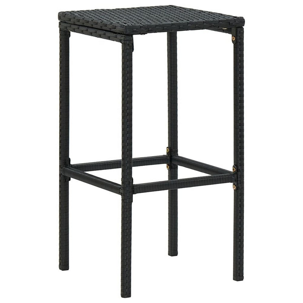 Nyra Outdoor Barstool Set of 2, White Cushions, Black Poly Rattan -BM326413