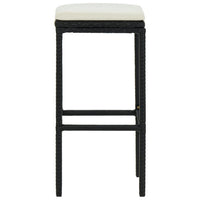 Nyra Outdoor Barstool Set of 2, White Cushions, Black Poly Rattan -BM326413
