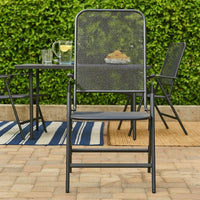 Zofi Folding Outdoor Dining Set of 4, Dark Gray Iron Mesh Frame -BM326416