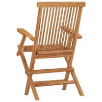Hina Folding Outdoor ArmSet of 6, Brown Solid Teak Wood, Slatted -BM326418