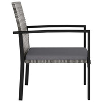 Outdoor Dining Set of 4, Gray Poly Rattan, Black Steel Frame -BM326421