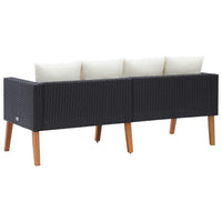 Joy Outdoor 2 Seater Sofa, White Cushion, Black Poly Rattan, 65 Inch -BM326427