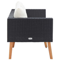 Joy Outdoor 2 Seater Sofa, White Cushion, Black Poly Rattan, 65 Inch -BM326427