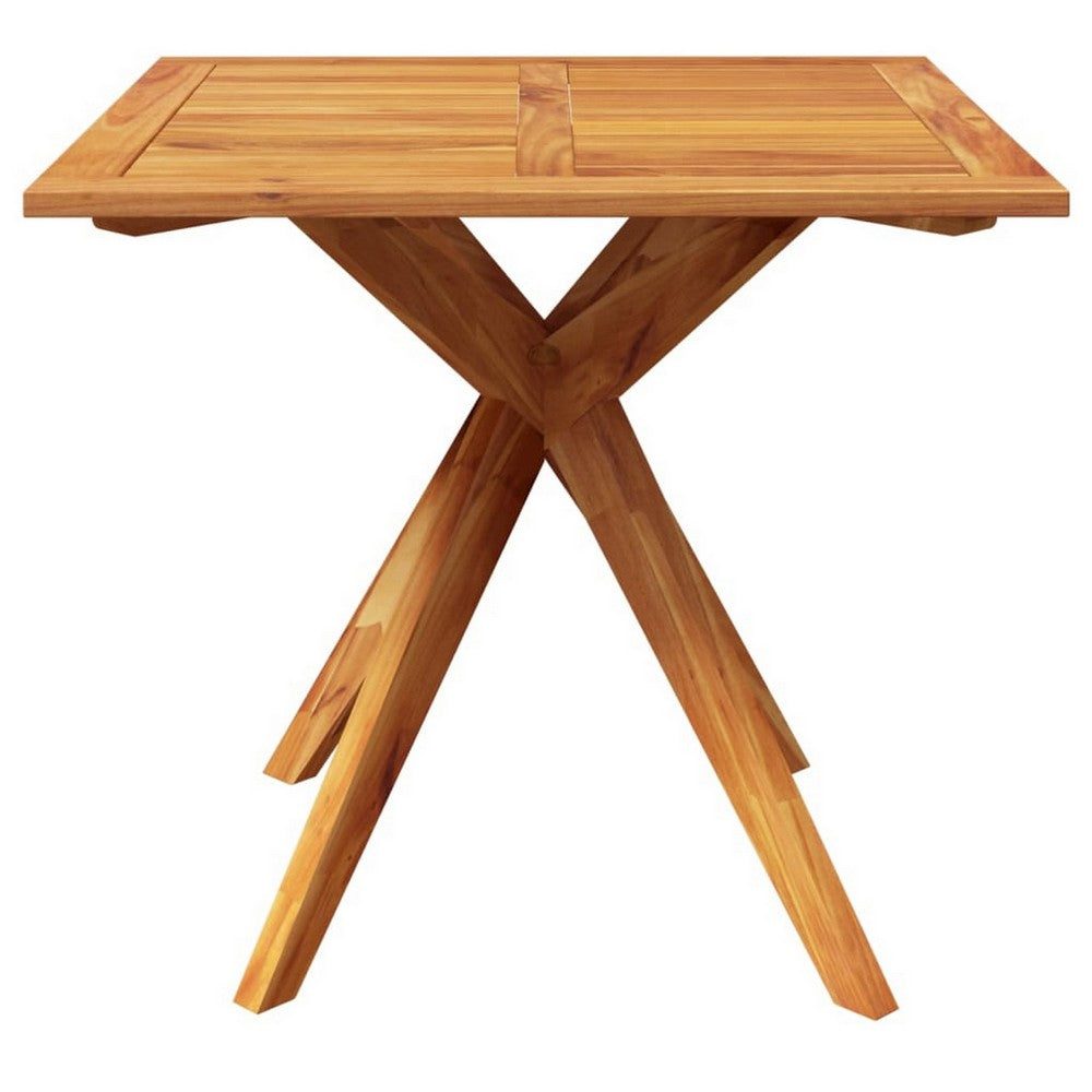 Outdoor Breakfast Bistro Table, Square 34 Inch Brown Solid Acacia Wood -BM326431