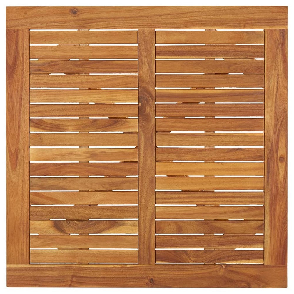 Outdoor Breakfast Bistro Table, Square 34 Inch Brown Solid Acacia Wood -BM326431
