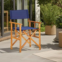 Foldable Accent Director Set of 2, Brown Acacia Wood, Blue -BM326432