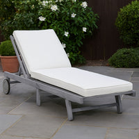 Outdoor Sun Chaise Lounger, Gray Solid Acacia Wood, Casters, 78 Inch -BM326434