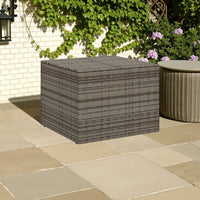 Outdoor Garden Storage Chest, Gray Poly Rattan, Powder Coated Steel -BM326453