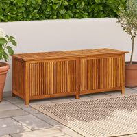 Outdoor Storage Chest with Inner Bag, Brown Solid Acacia Wood, 59 Inch -BM326456