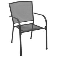 Outdoor Dining ArmSet of 4, Dark Gray Steel Frame, Mesh Design -BM326457