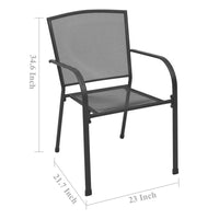 Outdoor Dining ArmSet of 4, Dark Gray Steel Frame, Mesh Design -BM326457