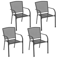Outdoor Dining ArmSet of 4, Dark Gray Steel Frame, Mesh Design -BM326457