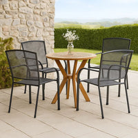 Outdoor Dining ArmSet of 4, Dark Gray Steel Frame, Mesh Design -BM326457