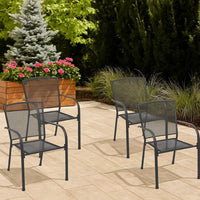 Outdoor Dining ArmSet of 4, Dark Gray Steel Frame, Mesh Design -BM326457