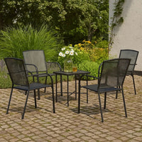 Outdoor Dining ArmSet of 4, Dark Gray Steel Frame, Mesh Design -BM326457