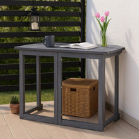 Outdoor Folding Balcony Table, Rectangular 35 Inch, Gray Acacia Wood -BM326459