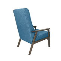 Accent Chair with Blue Fabric, Tufted Blue Fabric, Brown Rubberwood -BM326464